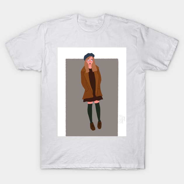 The girl in the coat T-Shirt by JessySketchy